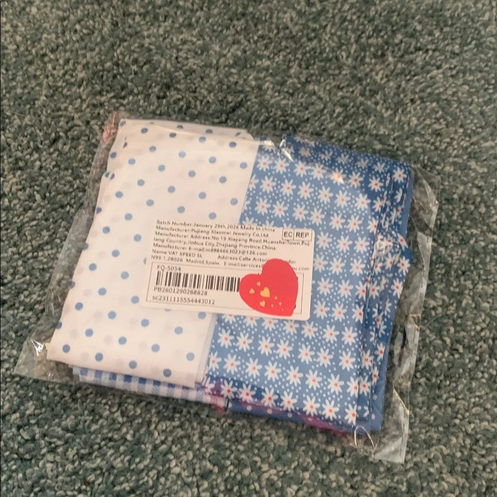 4pc scarves for hair purses and more new blue flower polka dots and gingham